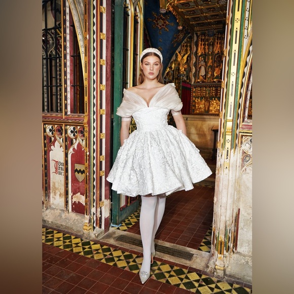 Richard Quinn Shadow Elegant White Lace Dress